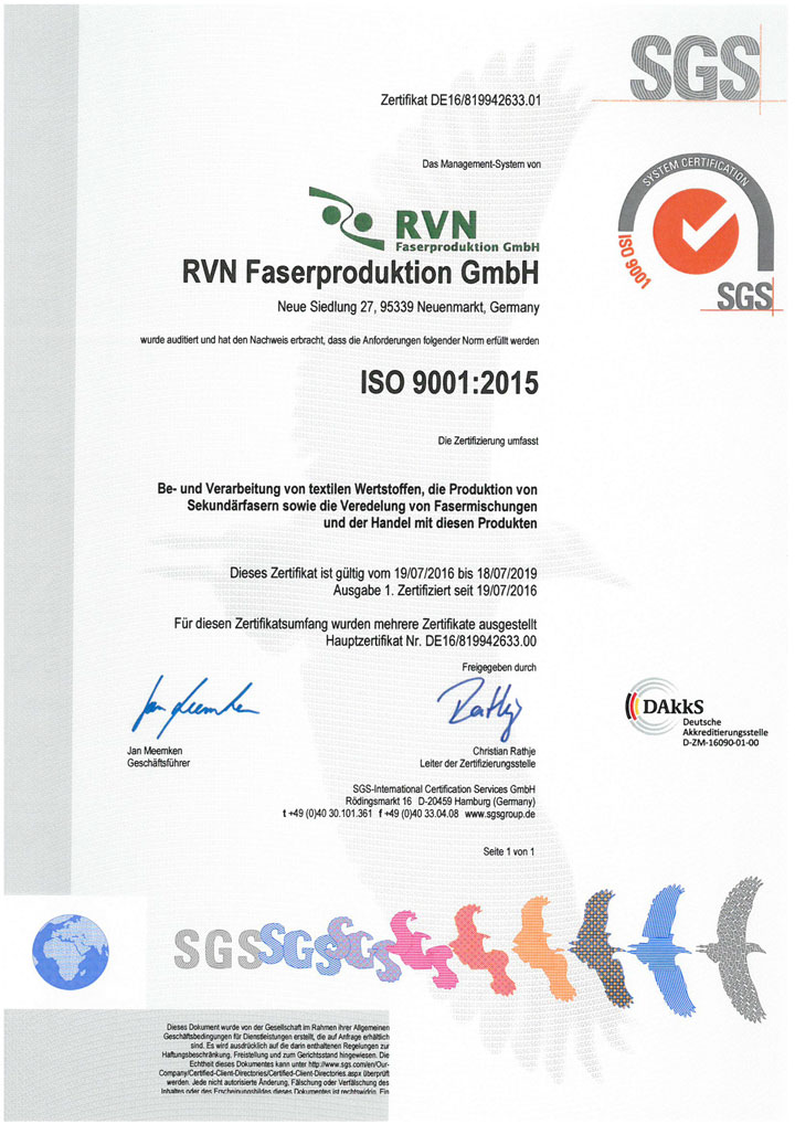 SGS ISO 9001:2015 de RVN
