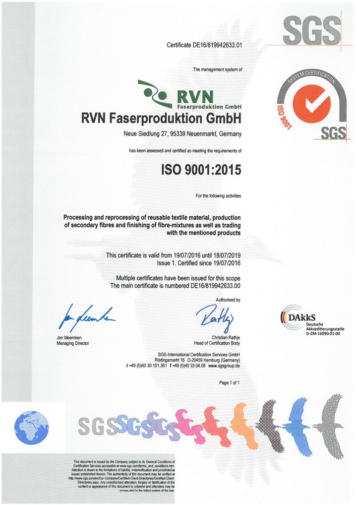 SGS ISO 9001:2015 en RVN